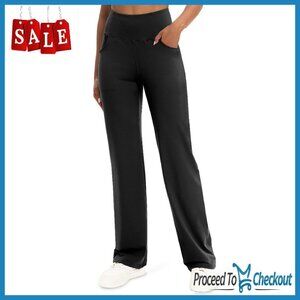 High Waist Tummy Control Yoga Pants with Pockets Straight Leg